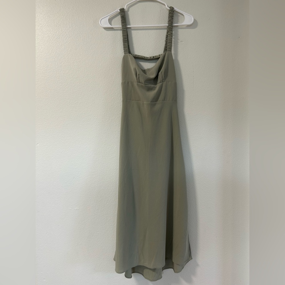 Abercrombie Sage Green Slip Dress w/Open Tie Back
